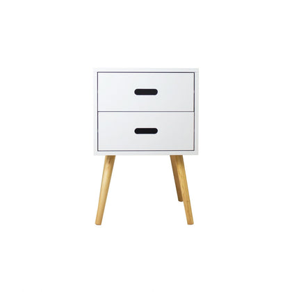 MDF Retro 2 Drawer Bedside Side Table Storage Cabinet Unit, 40 x 40 x 61.5cms