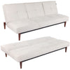 Angle Adjustale Beige Velvet Sofa Bed 3 Seater Click Clack Bed Settee Wooden Leg