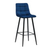 2X Blue Velvet Bar Stools Breakfast Pub Chair Footrest Home Kitchen Chairs New