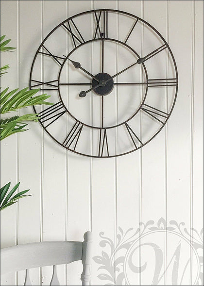 Large Medium 40 60 CM Classic Vintage Stunning Metal Roman Numeral Clock Black