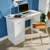White Black Oak Desk 1 Drawer 1 Door Compact Computer Workstation Home Office