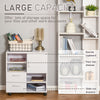 Mobile Storage Cabinet Sideboard Wooden Cupboard with Drawers 4 Shelves White