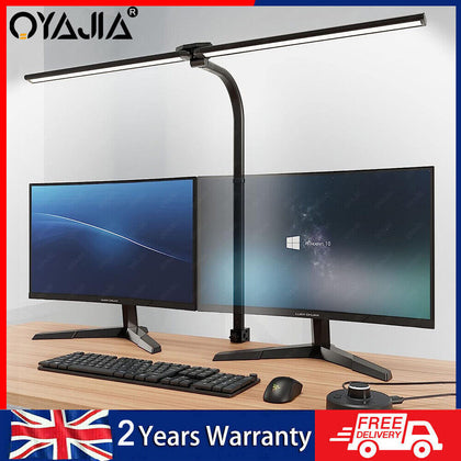 LED Double Head Desk Lamp 24W Foldable Reading Desk Light Dimmable Eye Caring