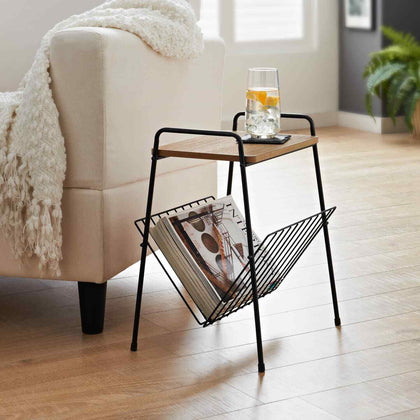 TROMSO TEA COFFEE LAMP SIDE END TABLE MAGAZINE RACK BOOK PAPER SHELF STORAGE NEW