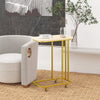 C-Shaped Sofa Side Table Golden Metal Frame End Coffee/Snack Table Living Room