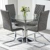 Clear Glass Dining Table and 4 Chairs Set PU Leather Cross Leg Kitchen Furniture