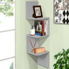 Corner Book Shelf Wall Unit Storage Grey 3 Tier Floating Display Stand Bookcase