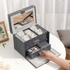 4 Layers Large Jewellery Box Storage Organizer Case Cabinet w/Portable Box Grey
