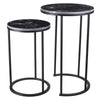 Marble Effect Sofa Side End Table Small Round Coffee Table Metal Leg Black Gold