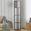 4 Tier Shelf Floor Lamp w/ Shade Standing Light Open Shelves Storage Living Room