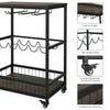 Serving Trolley Kitchen Trolley Cart, Wine Rack Storage Shelf, Lockable Wheels