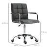 Mid Back Home Office Chair Swivel Salon Stool with Arm, Wheel, Grey
