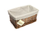 Woodluv Brown Wicker Wht Linning Linen Laundry Basket /Bin Storage Trunk Hamper