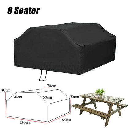 210D 8 Seater Black Picnic Patio Table Heavy Duty Polyester Cover Waterproof .、