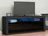 Modern TV Unit Cabinet Stand - Black Matt Body & High Gloss Doors RGB LED Light