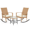 Mondeer 3PC Garden Rattan Furniture Set Wicker Patio Rocking Chairs Coffee Table