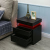 2 Drawers Bedside Table LED Nightstand High Gloss Modern Bedroom Chest Cabinets