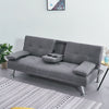 3 Seater Click-Clack Leather Fabric Sofa Bed with 2 Drink Holder Recliner Home