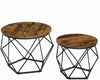Industrial Set of 2 Coffee Tables Vintage Rustic Side End Tables Retro Metal