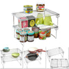 2 Tier Kitchen Cabinet Foldable Chrome Metal Stand Cupboard Storage Shelf Rack