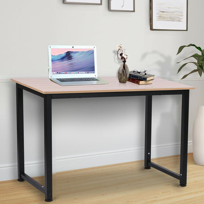 HOMCOM Computer Desk PC Table Writing Workstation w/ White Metal Frame MDF Black