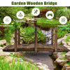 Wooden Garden Bridge Metal Chain Arc Footbridge Outdoor Pond Walkway Lawn Décor