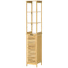 Tall Slim Bathroom Cabinet Freestanding Storage Organiser w/ 3 Shelves Natural