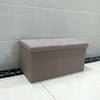 Large Ottoman Foldable Storage Box Linen Suede Foot Stool Seat Furniture Beige