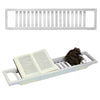 White Bamboo Wood Bath Tub Rack Bathroom Shelf Tidy Tray Storage Caddy Organiser