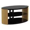 Oak TV Stand Wood Effect Oval with Black Glass Shelves for TVs 28" 32" 37" 40"