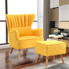 Scallop Back Velvet Armchair Occasional Accent Chair Soft Seat Sofa w/ Footstool