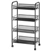 4 Tiers Storage Cart Bedroom Bathroom Kitchen Shelf Metal Rolling Trolley Carts