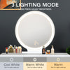 Modern Dressing Table Stool Set Round Makeup Mirror w/LED Lights Wooden 2 Drawer