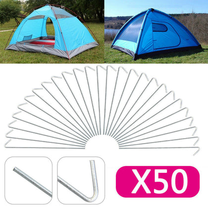 50 X HEAVY DUTY GALVANISED STEEL TENT PEGS METAL CAMPING CANOPY HIGH QUALITY NEW