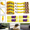 4 Sets Of Tow Rope Set Wheel Straps Recovery Safety Straps Ratchet Trailer UK