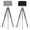 Large 147cm Wood Tripod Floor Lamp Telescopic Standard Lounge Light + LED Bulb