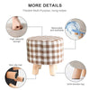 Luxury Padded Wooden Footstool Round Stool Wooden 4 Legs Living Room Bedroom UK