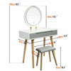 Dressing Table LED Light Mirror Makeup Desk Vanity Set 2 Drawers Stool Organizer