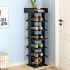 7Tier Vertical Wooden Kids Shoe Rack Black Tall Storage Unit Cube DoorHallway UK