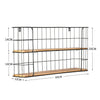 2 Tier Wall Mounted Metal Wire Wood Shelf Floating Shelves Kitchen Storage Rack