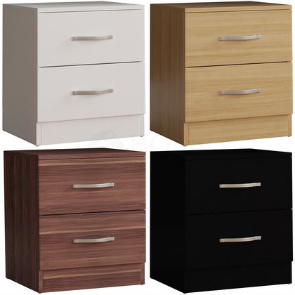 Riano 2 Drawer Chest Bedside Cabinet Wood Bedroom Furniture Storage Unit