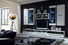White High Gloss Wall Display Cabinet Glass Door LED Lights Unit Fever New