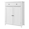 White Bthroom Floor Cabinet Storage Cupboard 1 Drawer 2 Doors Wooden 80x35x100cm