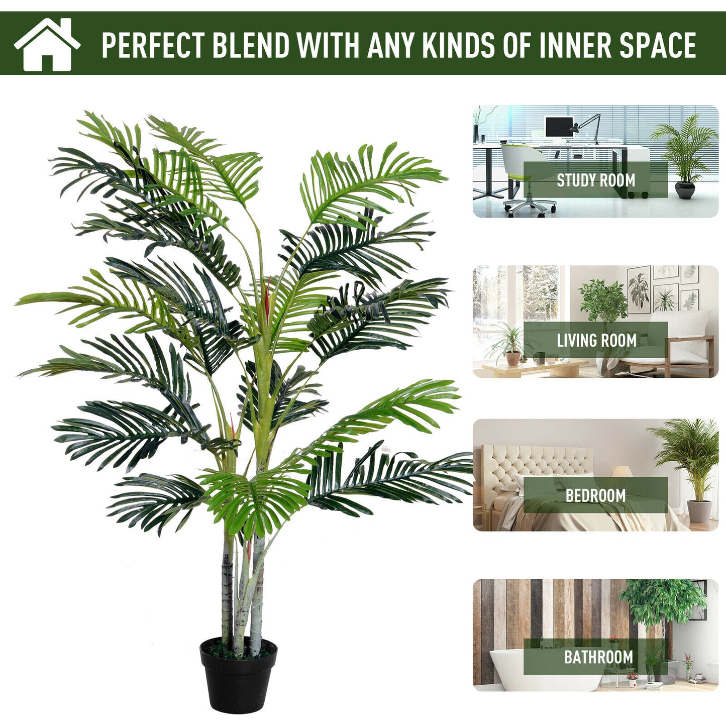 150cm(5ft) Artificial Palm Tree Indoor Decor Tropical Green Plant Home Office