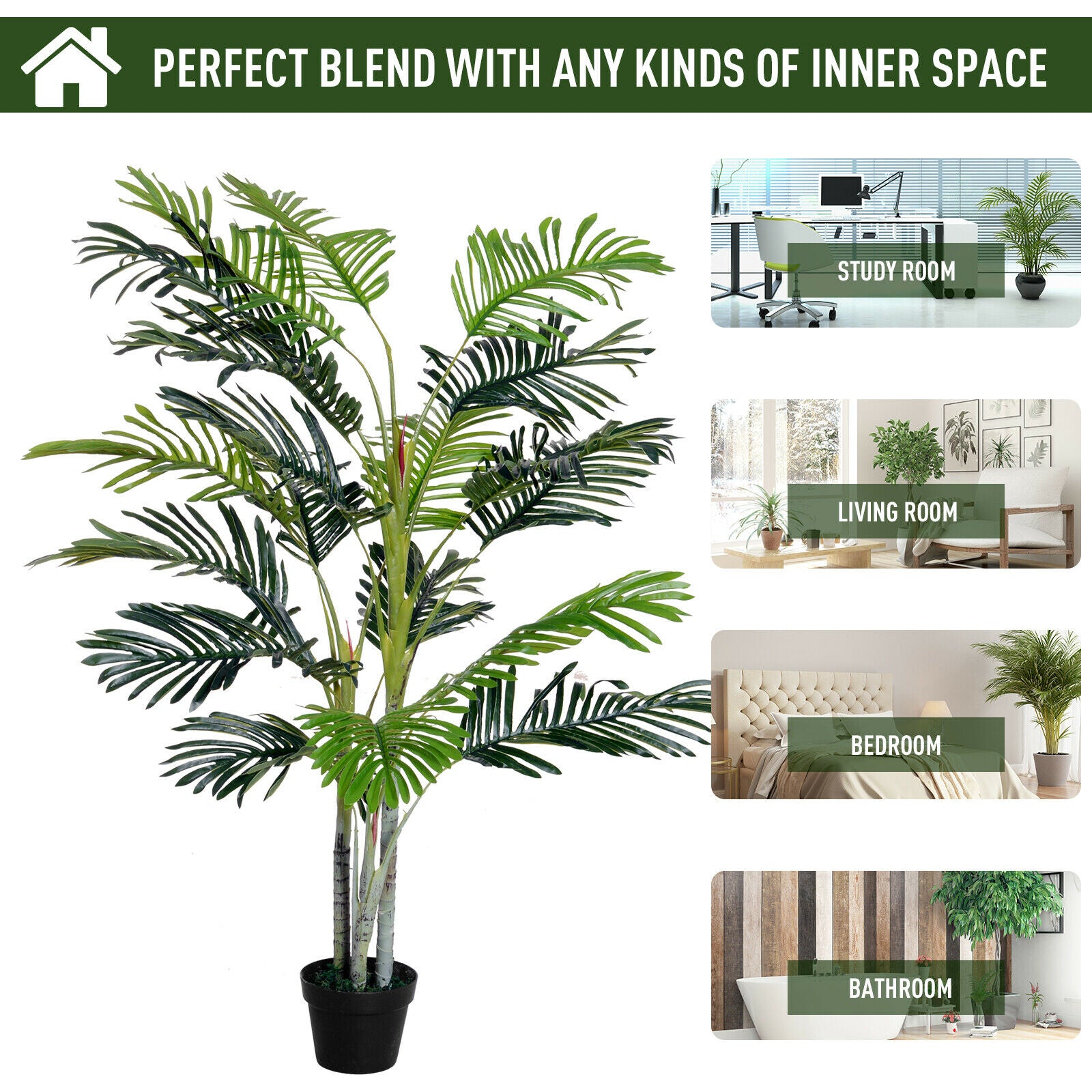 150cm(5ft) Artificial Palm Tree Indoor Decor Tropical Green Plant Home Office