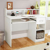 UK Computer Desk with Drawers Storage Shelf Keyboard Tray Laptop Table White