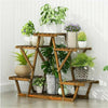 Carbonized Triangle 6 Tiered Corner Wood Plant Stand Flower Rack Indoor Outdoor