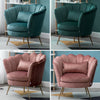 Lotus Seat Velvet Fabric Tub Chair Winged Scallop Shell Back Armchair Metal Legs