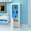 Modern White Tall Display Cabinet Cupboard Sideboard Unit RGB LED Living Room