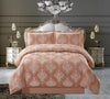 Jacquard Bedspread 3 Piece Heavy Quilted Comforter Set Floral Pattern Bed Throw